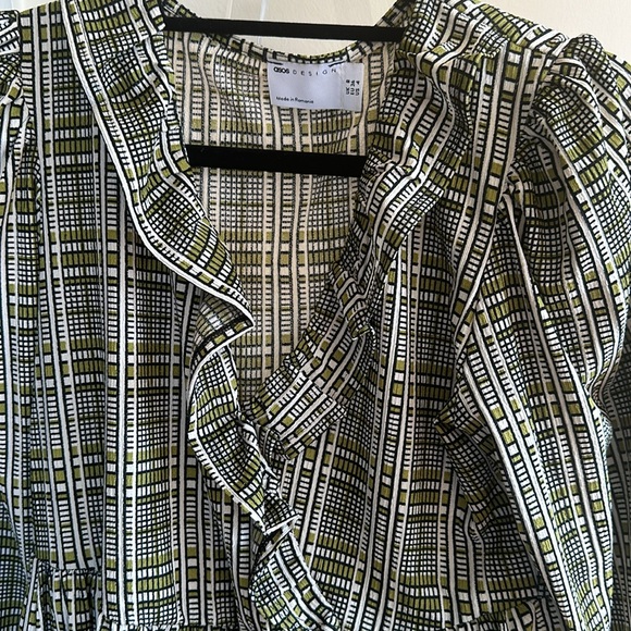 NWOT l/s ruffle front , maxi dress, lightly puffed elastic sleeve - Picture 2 of 8